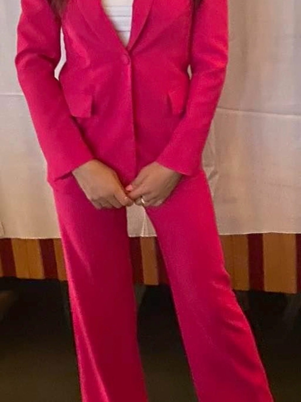 Zara Bright Fuchsia Tailored Wide-Leg Pantsuit